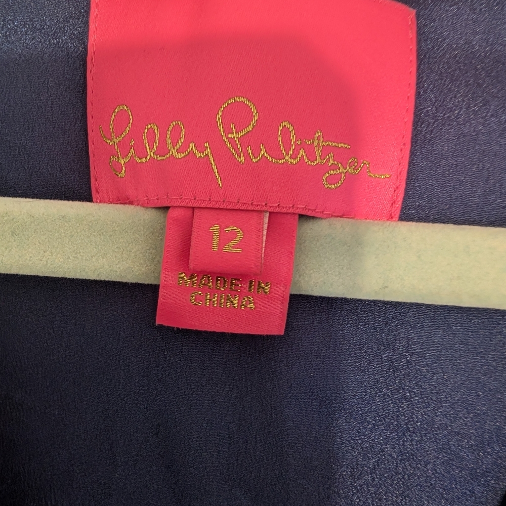 Lilly Pulitzer Blue Ruched Tie Front Wrap Dress - Picture 2 of 2